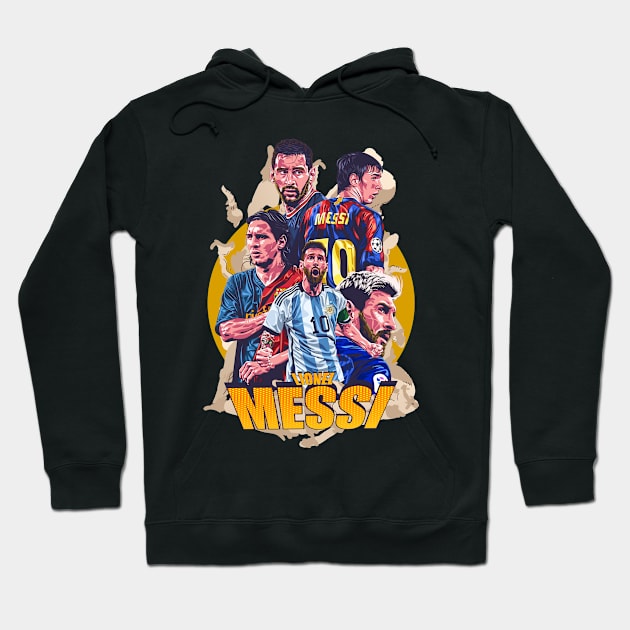 Messi's Evolution: A Visual Journey Through Footballing History Hoodie by Futbol Art